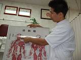 筋肉構造の説明をしている 整体師 菊地 先生 千葉市腰痛治療研究会にて